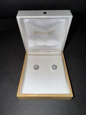 Gold 'N' Ice 14K Gold Swarovski Elements Pave Disco Ball Stud Earrings